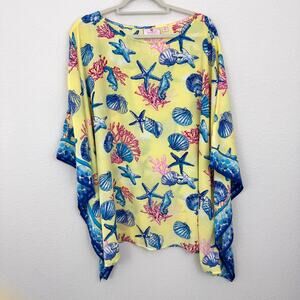 Quacker Factory Womens Flowy Caftan Coverup Size 2X Beachy Rhinestone Summer